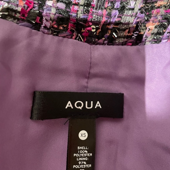 AQUA Bloomingdales exclusive Pink and Black Tweed Blazer with Gold Buttons - Picture 4 of 6